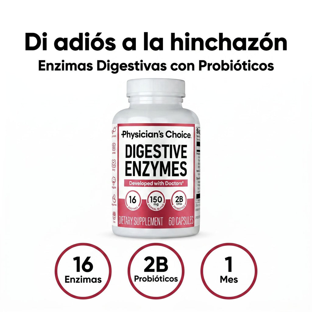 Enzimas Digestivas con Probióticos y Prebióticos – 16 Enzimas | Suministro 1 Mes