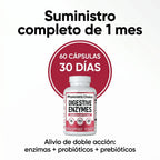 Enzimas Digestivas con Probióticos y Prebióticos – 16 Enzimas | Suministro 1 Mes